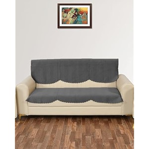 sparrow world solid color premium quilted sofa cover set for 5 seater sofa  3 seater and 2 seater sofa slip coversvelvet sofa panel grey zig zak 3 seater