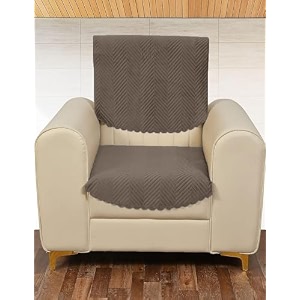 sparrow world premium quilted sofa cover set for 5 seater  3 and 2 seater slip covers  velvet panel brown zig zak 1 seater