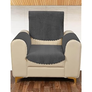 sparrow world premium quilted sofa cover set for 5 seater  3 and 2 seater slip covers  velvet panel grey zig zak 1 seaterarm