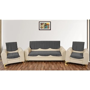 sparrow world premium quilted sofa cover set for 5 seater  3 seater and 2 seater slip covers  velvet panel grey zig zak