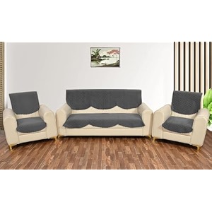 sparrow world solid color premium quilted sofa cover set for 5 seater sofa  3 seater and 2 seater sofa slip coversvelvet sofa panel diamond 5 seater