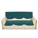 Sparrow World Premium Quilted Sofa Cover Set for 5 Seater | 3 Seater and 2 Seater Slip Covers | Velvet Panel (Teal Green Diamond 3 Seater)