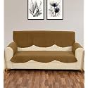 Sparrow World Premium Quilted Sofa Cover Set for 5 Seater | 3 Seater and 2 Seater Slip Covers | Velvet Panel (Gold Diamond 3 Seater+Arm)