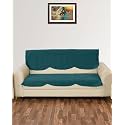 Sparrow World Premium Quilted Sofa Cover Set for 5 Seater | 3 Seater and 2 Seater Slip Covers | Velvet Panel (Teal Green Zig Zak 3 Seater)
