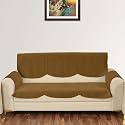 Sparrow World Premium Quilted Sofa Cover Set for 5 Seater | 3 Seater and 2 Seater Slip Covers | Velvet Panel (Gold Zig Zak 3 Seater+Arm)