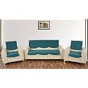 Sparrow World Premium Quilted Sofa Cover Set for 5 Seater | 3 Seater and 2 Seater Slip Covers | Velvet Panel (Teal Green Zig Zak)
