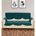 Sparrow World Solid Color Premium Quilted Sofa Cover Set for 5 Seater Sofa | 3 Seater and 2 Seater Sofa Slip Covers/Velvet Sofa Panel (Teal Green Diamond 3 Seater+Arm)