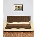 Sparrow World Premium Quilted Sofa Cover Set for 5 Seater | 3 Seater and 2 Seater Slip Covers | Velvet Panel (Brown Zig Zak 3 Seater)