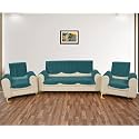 Sparrow World Solid Color Premium Quilted Sofa Cover Set for 5 Seater Sofa | 3 Seater and 2 Seater Sofa Slip Covers/Velvet Sofa Panel (Teal Green Zig Zak 5 Seater+Arm)