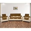 Sparrow World Premium Quilted Sofa Cover Set for 5 Seater | 3 Seater and 2 Seater Slip Covers | Velvet Panel (Gold Zig Zak 5 Seater+Arm)