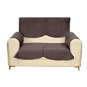 Sparrow World Premium Quilted Sofa Cover Set for 5 Seater | 3 Seater and 2 Seater Slip Covers | Velvet Panel (Brown Diamond 2 Seater +Arm)