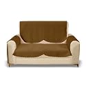 Sparrow World Premium Quilted Sofa Cover Set for 5 Seater | 3 Seater and 2 Seater Slip Covers | Velvet Panel (Gold Zig Zak 2 Seater+Arm)