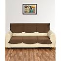 Sparrow World Premium Quilted Sofa Cover Set for 5 Seater | 3 Seater and 2 Seater Slip Covers | Velvet Panel (Brown Diamond 3 Seater)