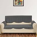 Sparrow World Solid Color Premium Quilted Sofa Cover Set for 5 Seater Sofa | 3 Seater and 2 Seater Sofa Slip Covers/Velvet Sofa Panel (Grey Zig Zak 3 Seater+Arm)