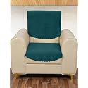 Sparrow World Premium Quilted Sofa Cover Set for 5 Seater | 3 and 2 Seater Slip Covers | Velvet Panel (Teal Green Zig Zak 1 Seater)
