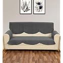Sparrow World Solid Color Premium Quilted Sofa Cover Set for 5 Seater Sofa | 3 Seater and 2 Seater Sofa Slip Covers/Velvet Sofa Panel (Grey Diamond 3 Seater+Arm)