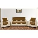 Sparrow World Premium Quilted Sofa Cover Set for 5 Seater | 3 Seater and 2 Seater Slip Covers | Velvet Panel (Gold Zig Zak)