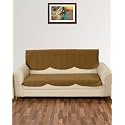 Sparrow World Premium Quilted Sofa Cover Set for 5 Seater | 3 Seater and 2 Seater Slip Covers/Velvet Panel (Gold Zig Zak 3 Seater)