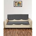 Sparrow World Solid Color Premium Quilted Sofa Cover Set for 5 Seater Sofa | 3 Seater and 2 Seater Sofa Slip Covers/Velvet Sofa Panel (Grey Zig Zak 3 Seater)