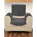 Sparrow World Premium Quilted Sofa Cover Set for 5 Seater | 3 and 2 Seater Slip Covers | Velvet Panel (Grey Zig Zak 1 Seater+Arm)
