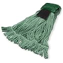 SPARTA Flo-Pac Acrylic Mop Head, Loop-Ended, Wide Band with 5" Green Band with Scrubber for Organized Cleaning, Medium, Green, (Pack of 12)