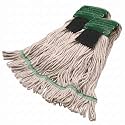 SPARTA Flo-Pac Acrylic Mop Head, Loop-Ended, Wide Band with 5" Green Band with Scrubber for Organized Cleaning, Medium, Natural (Pack of 2)