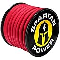 Spartan Power Welding Lead &amp; Car Battery Cable - DIY Bulk Automotive Grade Copper Wire - 600 Volt, 2 AWG, 10 Foot, Red