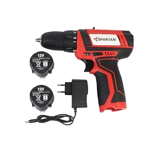 spartan 12v cordless drill machine  10mm keyless chuck 28nm max torque 1350 rpm 1500mah rechargeable battery  pure copper armature amp stator  cordless power drill for home amp diy use