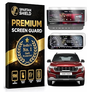 spartan shield 2 pack screen guard combo for new kia sonet 2026  2024 facelift - running   1025 inch infotainment amp instrument cluster protector  htx gtx plus x line  car music system accessories not tempered glass