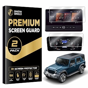 spartan shield 2 pack screen guard combo for mahindra thar roxx  1025 inch infotainment  1025 inch instrument cluster protector  ax3l ax5l ax7l  car display accessory not tempered glass