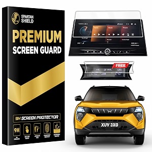 spartan shield screen guard for mahindra xuv 3xo 2026 2024 - running  1025-inch infotainment protector  scratch proof  water resistant  bubble-free installation  new xuv3xo facelift car stereo display accessories not tempered glass