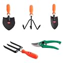 Spartan Spectacular Gardening Tools Set of Trowel Big, Trowel Small, Cultivator, Fork and Pruner (Multicolour, 5 Pieces)