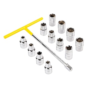 spartan 13 in 1 t handle 1234 socket tool set 819 mm  heavy duty steel socket wrench set with comfortable grip t handle  ideal for bike scooter home repair diy garage amp mechanic use