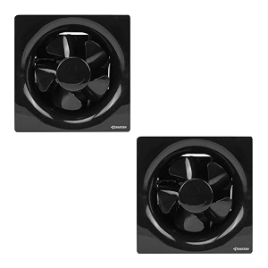 spartan ventilo 8 inch exhaust fan  blade size 200 mm  6 months warranty  black ventilation fan  pack of 2  for kitchen office and bathroom -