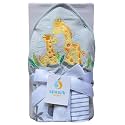 Spasilk Hooded Bath Towel and Washcloths Set for Newborns, 1 Soft Terry Baby Towel and 3 Baby Washcloths, Baby Essentials, Ideal, One Size, Gray Giraffe