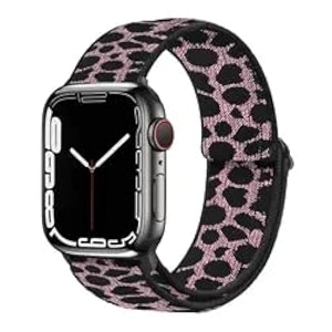 1 band stretchy loop solo compatible with apple watch band 38mm 40mm 41mm 42mm 44mm 45mm women men adjustable comfortable soft nylon elastic braided strap wristbands for iwatch series 87654321se