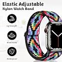 (1 band) Stretchy Loop Solo Compatible with Apple Watch Band 38mm 40mm 41mm 42mm 44mm 45mm Women Men, Adjustable Comfortable Soft Nylon Elastic Braided Strap Wristbands for iWatch Series 8/7/6/5/4/3/2/1/SE