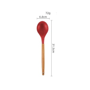 woodtula silicone ladle spoon wooden handle seamless nonstick kitchen soup ladle bpa-free amp heat resistant up to 445f silicone kitchen cooking utensils baking 315 cm red