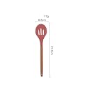 Woodtula Silicone Slotted Serving Spoon Heat Resistant up to 445°F, Wooden Handle Nonstick Mixing Spoon Silicone Kitchen Cooking Utensils Non-Stick Tool for Draining &amp; Serving 31.5 cm Red