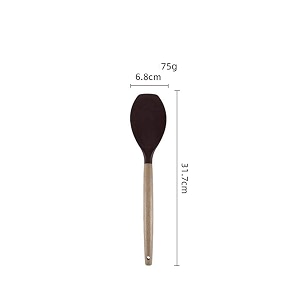 woodtula silicone spatula bpa free ampheat resistant up to 445fwooden handle non stick rubber kitchen spatulas for cooking baking and mixing 317 cm black