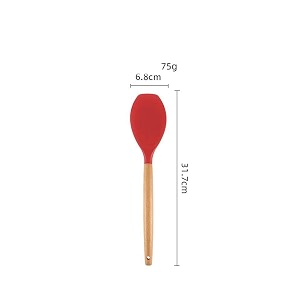 woodtula silicone spatula bpa free ampheat resistant up to 445fwooden handle non stick rubber kitchen spatulas for cooking baking and mixing 317 cm red
