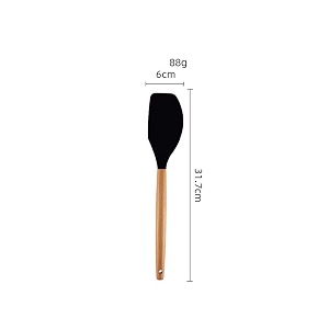 woodtula silicone spatula bpa free heat resistant up to 445fwooden handle non stick rubber kitchen spatulas for cooking baking and mixing 317 cm black