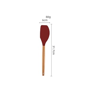 woodtula silicone spatula bpa free heat resistant up to 445fwooden handle non stick rubber kitchen spatulas for cooking baking and mixing 317 cm red