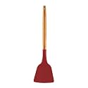 Woodtula Silicone Spatula Turner Heat Resistant up to 445°F, Wooden Handle Flexible Non-Stick Non-Scratch Spatula, for Flipping Eggs, Burgers, Pancake, Omelet, Crepes and More 32 cm Red