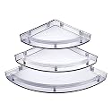 SPAZIO Corner Shelf Super Clear | Unbreakable Transparent Bathroom Shelves | Multipurpose Use (Size 7 inch, 9 inch, 11 inch) - Set of 1 (3 Pieces)