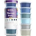 Special Supplies Therapy Putty for Kids and Adults - Resistive Hand Exercise Stress Relief Kit, Set of 6 Strengths, 3 Ounces of Each Putty - Ocean Colors