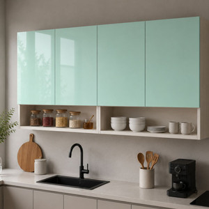 speciality panels 4 door mirror glossy uv resistant handless shutter free installation by brand engineered wood crockery cabinet