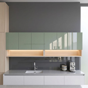 speciality panels 6 door mirror glossy triple layered handless shutter free assembly by brand engineered wood crockery cabinet