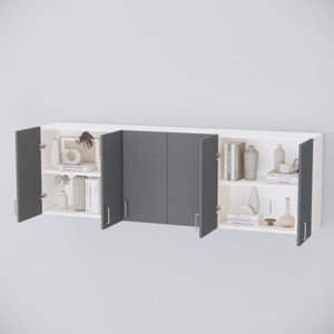speciality panels 6 doors modular wall cabinet with borer  termites free assembly engineered wood kitchen cabinet finish color - grey  white pre-assembled