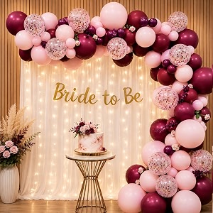 specialyouin rose gold theme bride to be diy decoration kit combo for girls with net fabric backdropdecorative lights 40ft long amp balloonsbridal shower decorations itemsphotobooth decorations